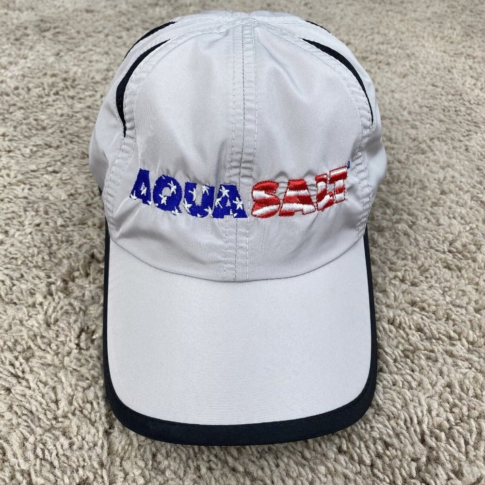 Aqua Salt Hit Wear Hat Strapback‎ Red White Blue Logo Lightwear Pool Running Cap